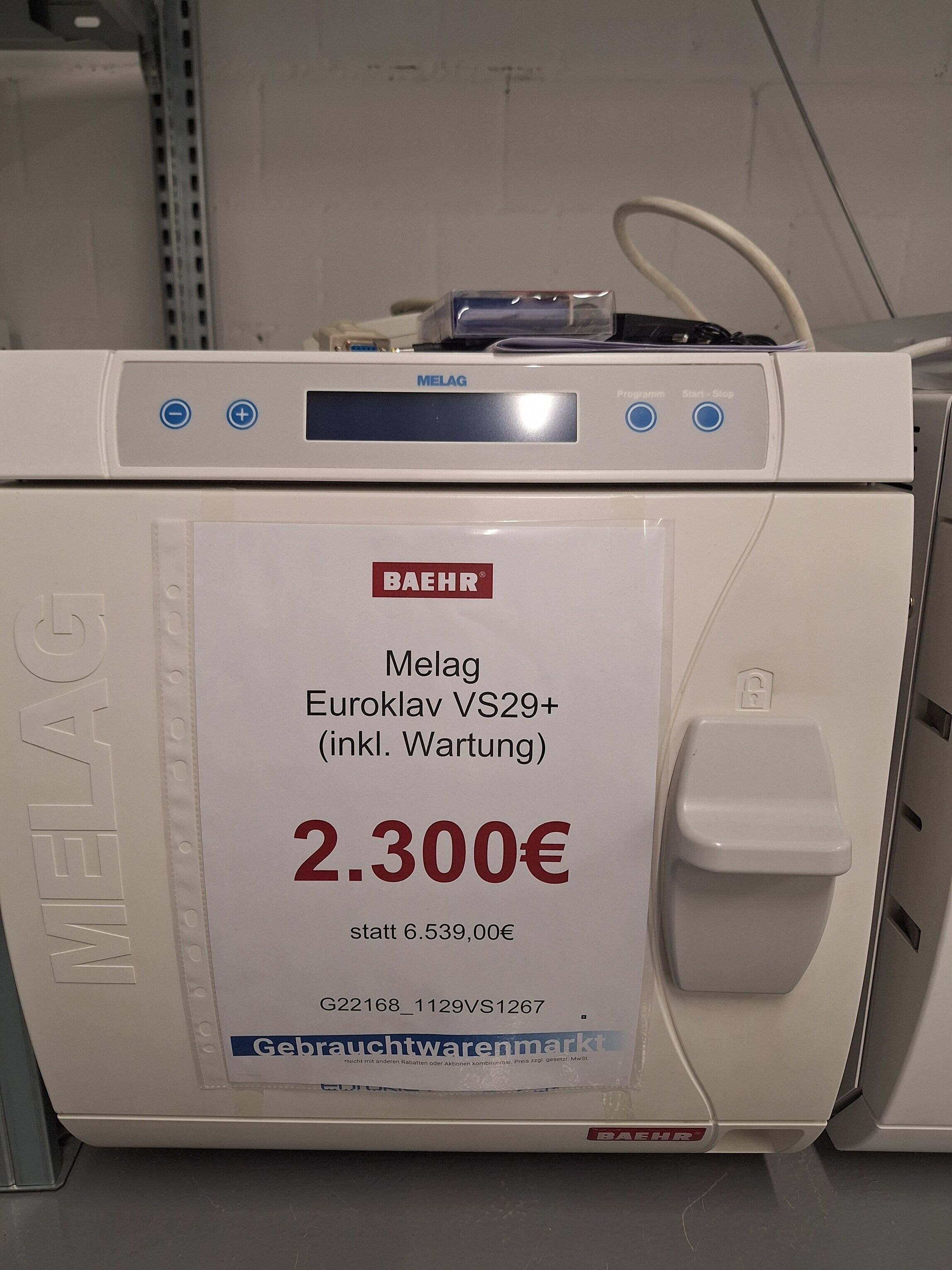 MELAG Euroklav 29 VS+ ohne Tabletts (10057) (1129VS1267) | G22168 ...